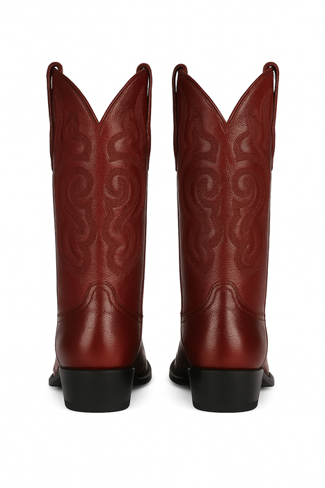 J Toe Cowboy Boots - J Toe Western Boots - Los Altos Boots - Mens Dress Cowboy Boot - Low Priced Burgundy Eel Cowboy Boots J-Toe- in  Burgundy