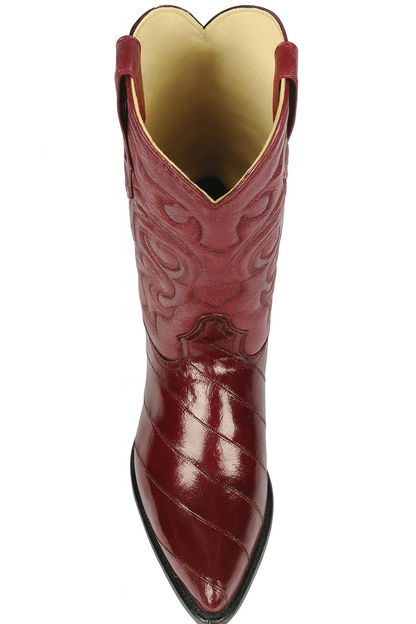 J Toe Cowboy Boots - J Toe Western Boots - Los Altos Boots - Mens Dress Cowboy Boot - Low Priced Burgundy Eel Cowboy Boots J-Toe- in  Burgundy - Image 6