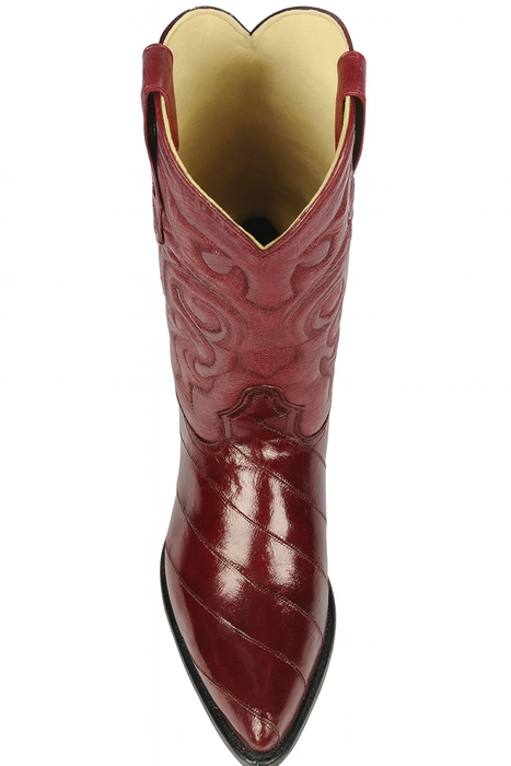 J Toe Cowboy Boots - J Toe Western Boots - Los Altos Boots - Mens Dress Cowboy Boot - Low Priced Burgundy Eel Cowboy Boots J-Toe- in  Burgundy
