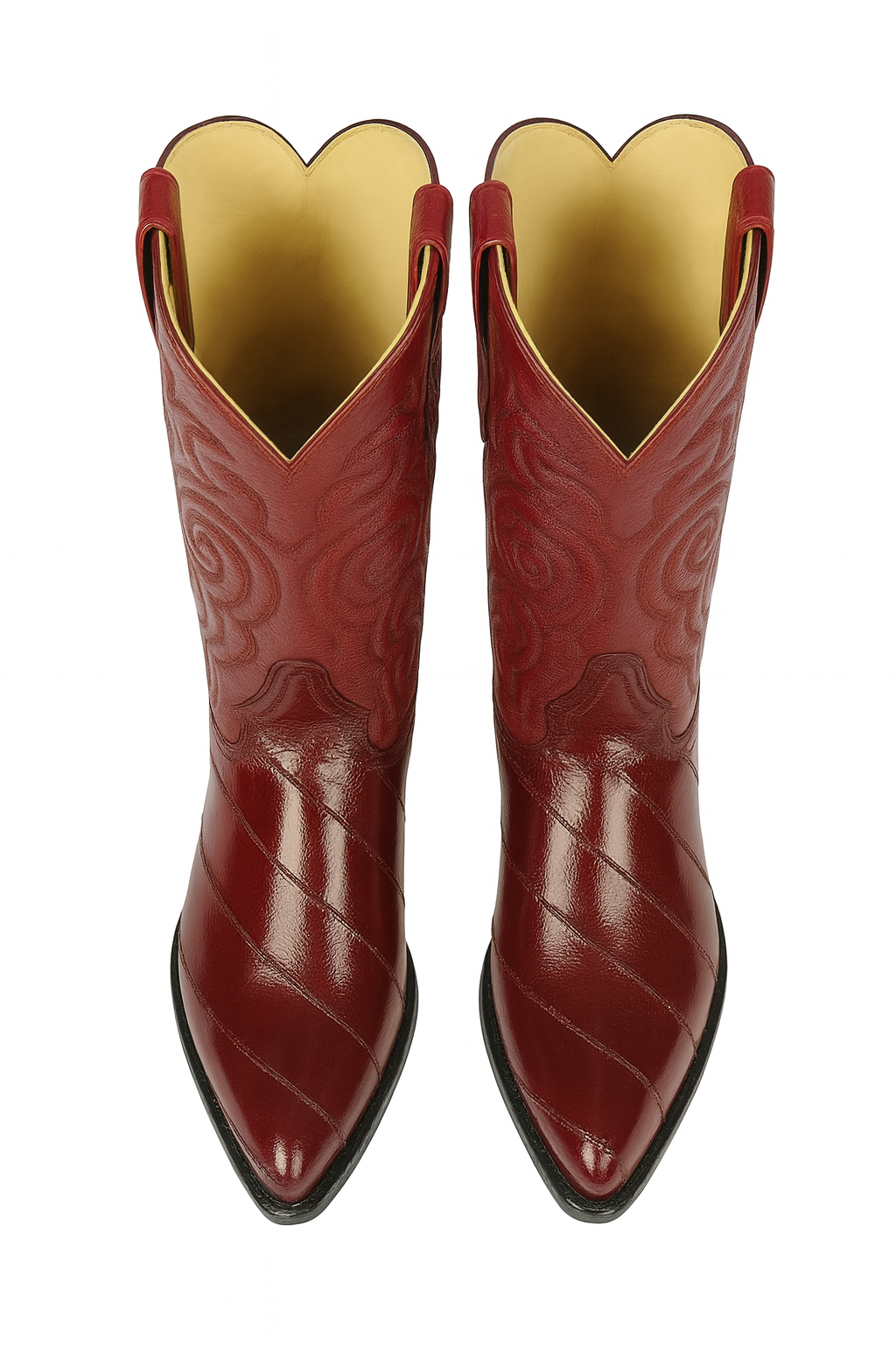 J Toe Cowboy Boots - J Toe Western Boots - Los Altos Boots - Mens Dress Cowboy Boot - Low Priced Burgundy Eel Cowboy Boots J-Toe- in  Burgundy - Image 4