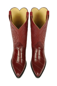 J Toe Cowboy Boots - J Toe Western Boots - Los Altos Boots - Mens Dress Cowboy Boot - Low Priced Burgundy Eel Cowboy Boots J-Toe- in  Burgundy