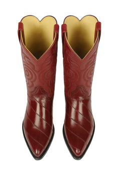 J Toe Cowboy Boots - J Toe Western Boots - Los Altos Boots - Mens Dress Cowboy Boot - Low Priced Burgundy Eel Cowboy Boots J-Toe- in  Burgundy - Image 4