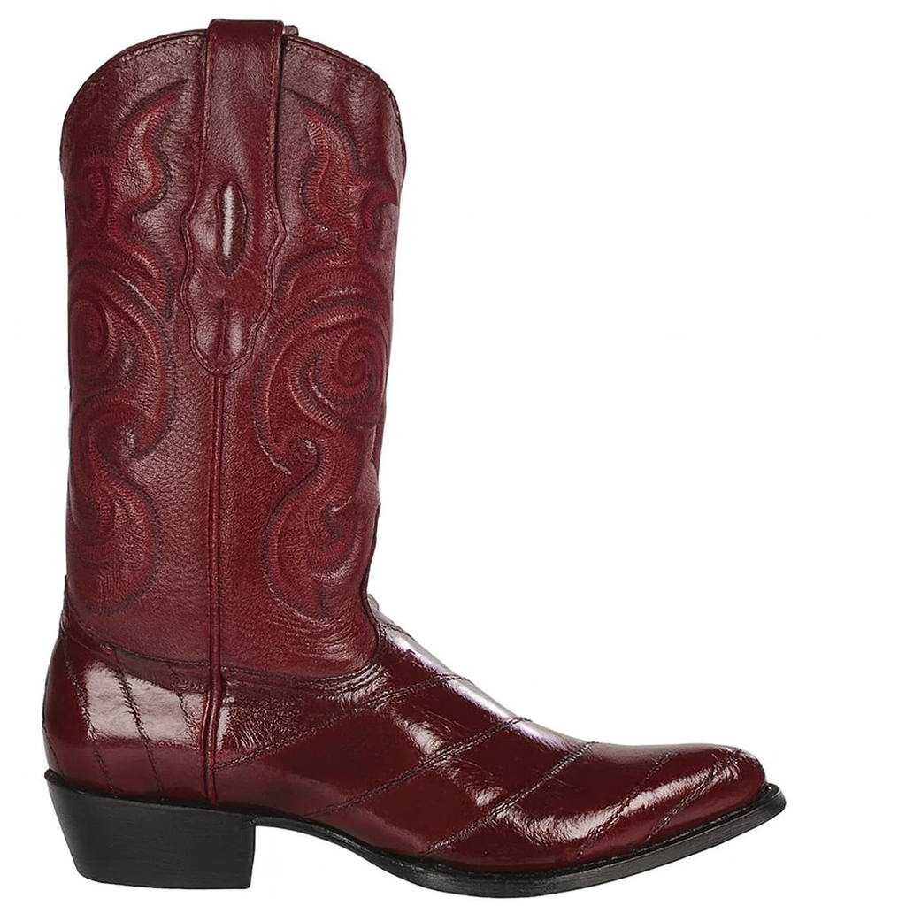 J Toe Cowboy Boots - J Toe Western Boots - Los Altos Boots - Mens Dress Cowboy Boot - Low Priced Burgundy Eel Cowboy Boots J-Toe- in  Burgundy - Image 7
