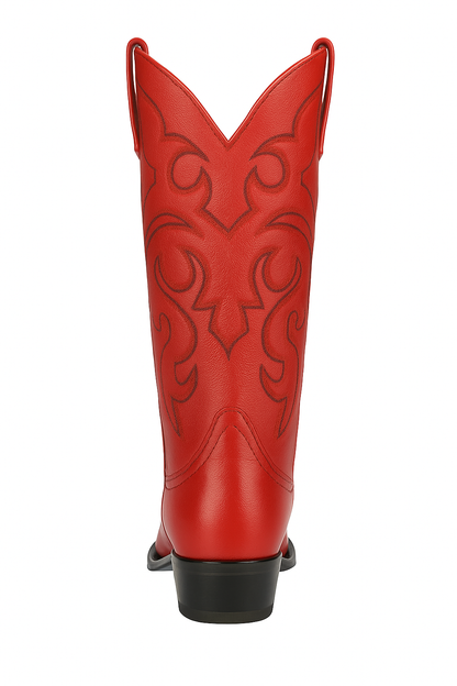 J Toe Cowboy Boots - J Toe Western Boots - Los Altos Boots - Mens Dress Cowboy Boot - Low Priced Mens Red Eel Cowboy Boots J-Toe-  in Red - Image 2