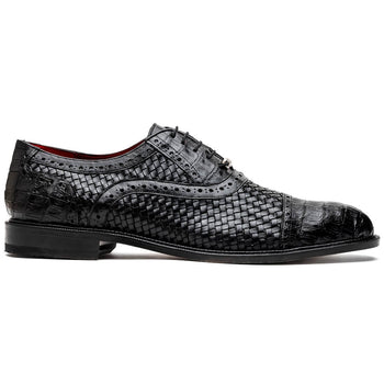 Marco_Di_Milano John Black: Luxury Leather Oxford Shoes