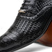 Marco Di Milano John Black Shoes Exotic Caiman Crocodile / Woven Leather Dress Oxfords