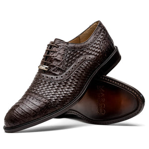 Marco Di Milano John Woven Caiman Crocodile Oxfords Brown