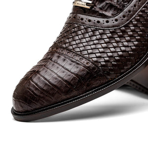 Marco Di Milano John Woven Caiman Crocodile Oxfords Brown