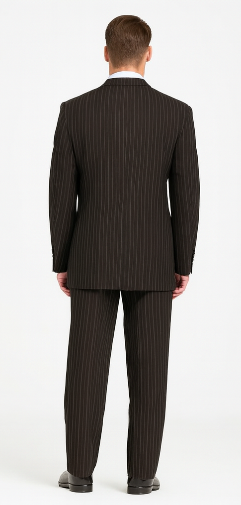 JP56 BLACK W/ WHITE PINSTRIPE EXTRA FINE SUPER 120'S Cheap Priced Business Suits Clearance Sale Available In 2 Or 3 Buttons Style Regular Classic Cut - Image 2