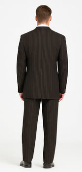 JP56 BLACK W/ WHITE PINSTRIPE EXTRA FINE SUPER 120'S Cheap Priced Business Suits Clearance Sale Available In 2 Or 3 Buttons Style Regular Classic Cut - Image 2