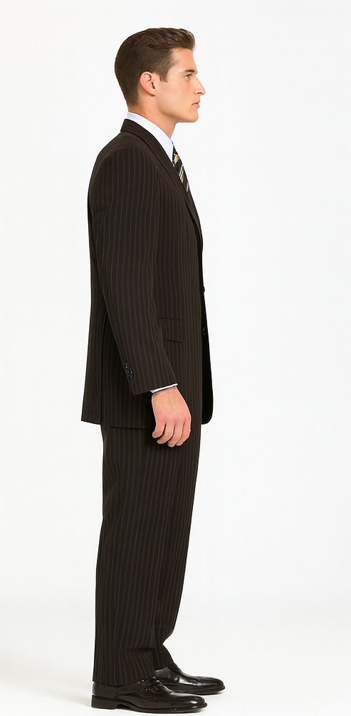 JP56 BLACK W/ WHITE PINSTRIPE EXTRA FINE SUPER 120'S Cheap Priced Business Suits Clearance Sale Available In 2 Or 3 Buttons Style Regular Classic Cut - Image 3