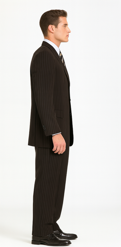 JP56 BLACK W/ WHITE PINSTRIPE EXTRA FINE SUPER 120'S Cheap Priced Business Suits Clearance Sale Available In 2 Or 3 Buttons Style Regular Classic Cut - Image 3