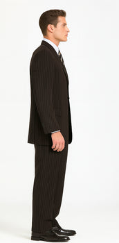 JP56 BLACK W/ WHITE PINSTRIPE EXTRA FINE SUPER 120'S Cheap Priced Business Suits Clearance Sale Available In 2 Or 3 Buttons Style Regular Classic Cut - Image 3