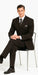 JP56 BLACK W/ WHITE PINSTRIPE EXTRA FINE SUPER 120'S Cheap Priced Business Suits Clearance Sale Available In 2 Or 3 Buttons Style Regular Classic Cut
