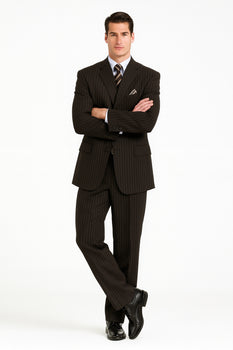 JP56 BLACK W/ WHITE PINSTRIPE EXTRA FINE SUPER 120'S Cheap Priced Business Suits Clearance Sale Available In 2 Or 3 Buttons Style Regular Classic Cut - Image 5