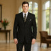 JP56 BLACK W/ WHITE PINSTRIPE EXTRA FINE SUPER 120'S Cheap Priced Business Suits Clearance Sale Available In 2 Or 3 Buttons Style Regular Classic Cut