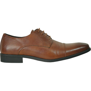 Bravo Mens Antique Cap Toe Lace Up Oxford Dress Shoe in Cognac
