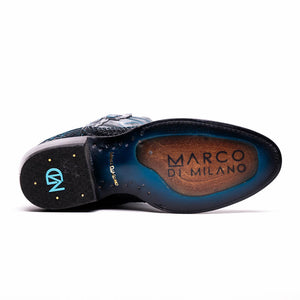 Marco Di Milano Kansas Black / Blue Python Round Toe Cowboy Boots