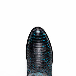 Marco Di Milano Kansas Black / Blue Python Round Toe Cowboy Boots