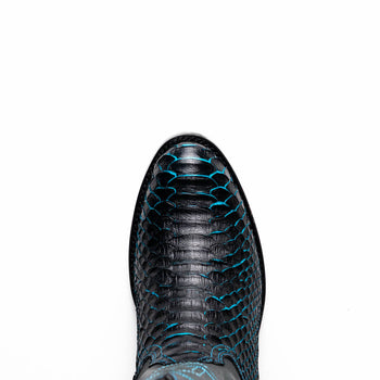 Marco Di Milano Kansas Black / Blue Python Round Toe Cowboy Boots - Image 6
