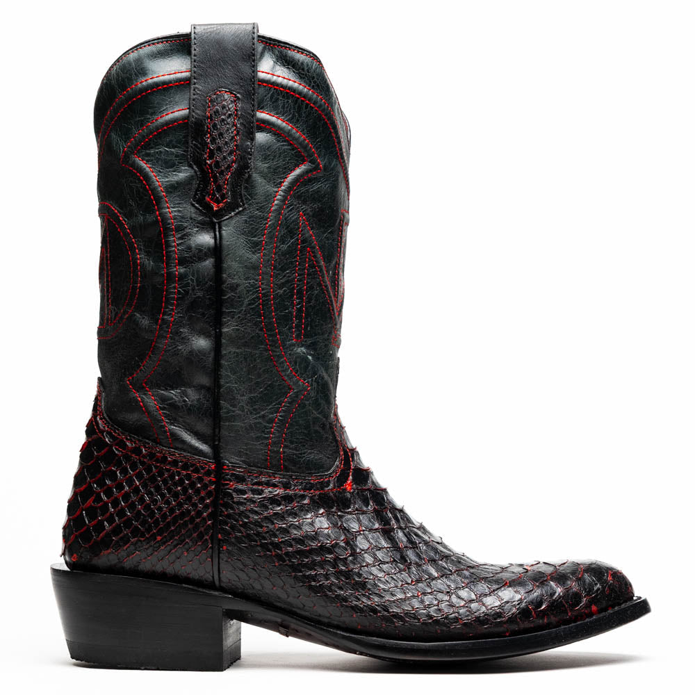 Marco Di Milano Kansas BlackCherry Python Round Toe Cowboy Boots - Image 3