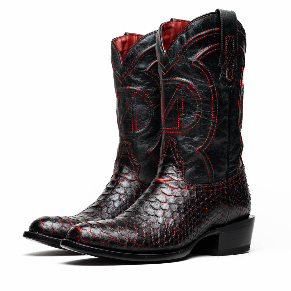 Marco Di Milano Kansas BlackCherry Python Round Toe Cowboy Boots - Image 2