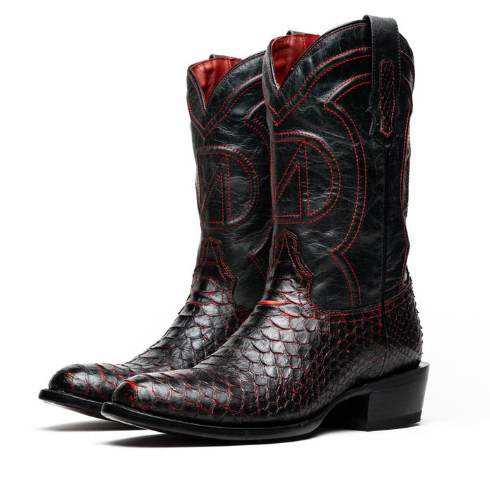 Marco Di Milano Kansas BlackCherry Python Round Toe Cowboy Boots - Image 2