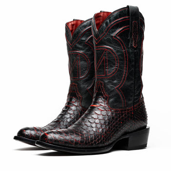 Marco Di Milano Kansas BlackCherry Python Round Toe Cowboy Boots - Image 2