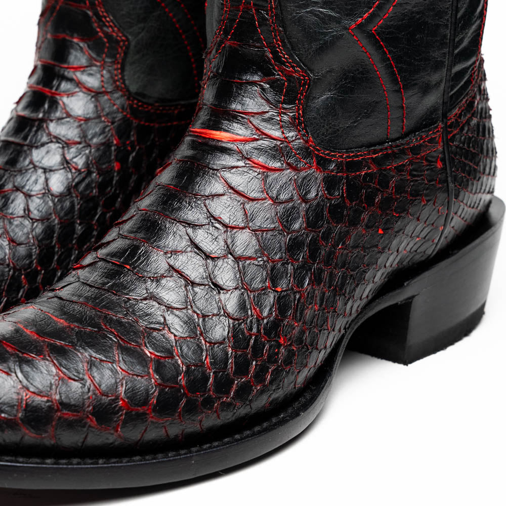 Marco Di Milano Kansas BlackCherry Python Round Toe Cowboy Boots - Image 4