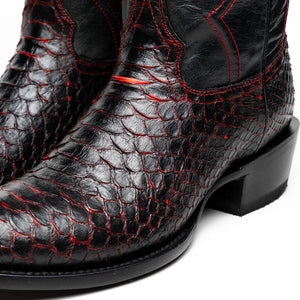Marco Di Milano Kansas BlackCherry Python Round Toe Cowboy Boots