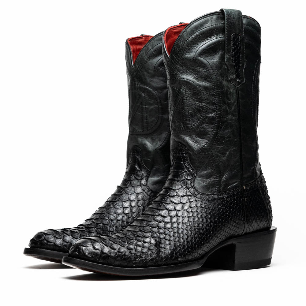 Marco Di Milano Kansas Black Python Round Toe Cowboy Boots - Image 2