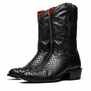 Marco Di Milano Kansas Black Python Round Toe Cowboy Boots - Image 2