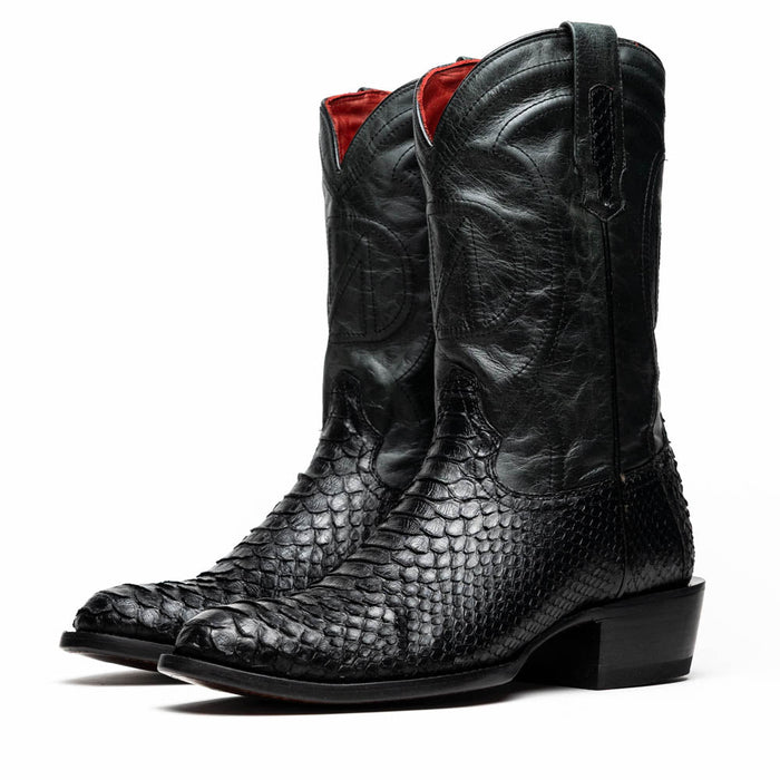 Marco Di Milano Kansas Black Python Round Toe Cowboy Boots