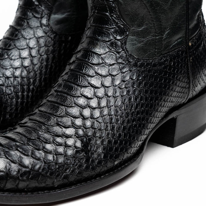Marco Di Milano Kansas Black Python Round Toe Cowboy Boots - Image 4