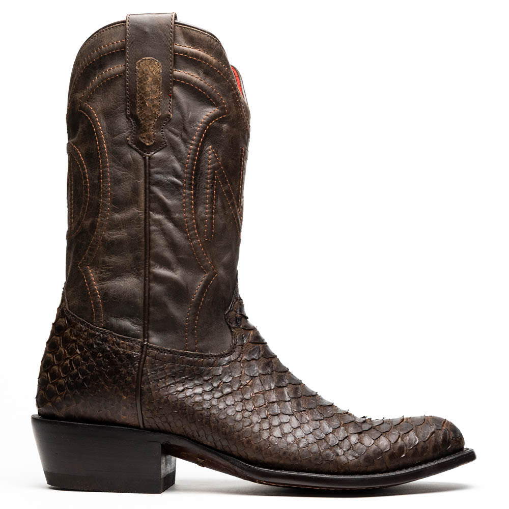 Marco Di Milano Kansas Brown Python Round Toe Cowboy Boots - Image 4