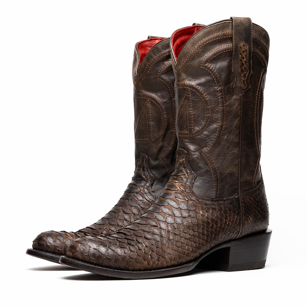 Marco Di Milano Kansas Brown Python Round Toe Cowboy Boots - Image 2