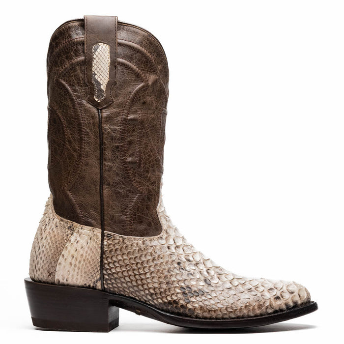 Marco Di Milano Kansas Natural Python Round Toe Cowboy Boots - Image 3