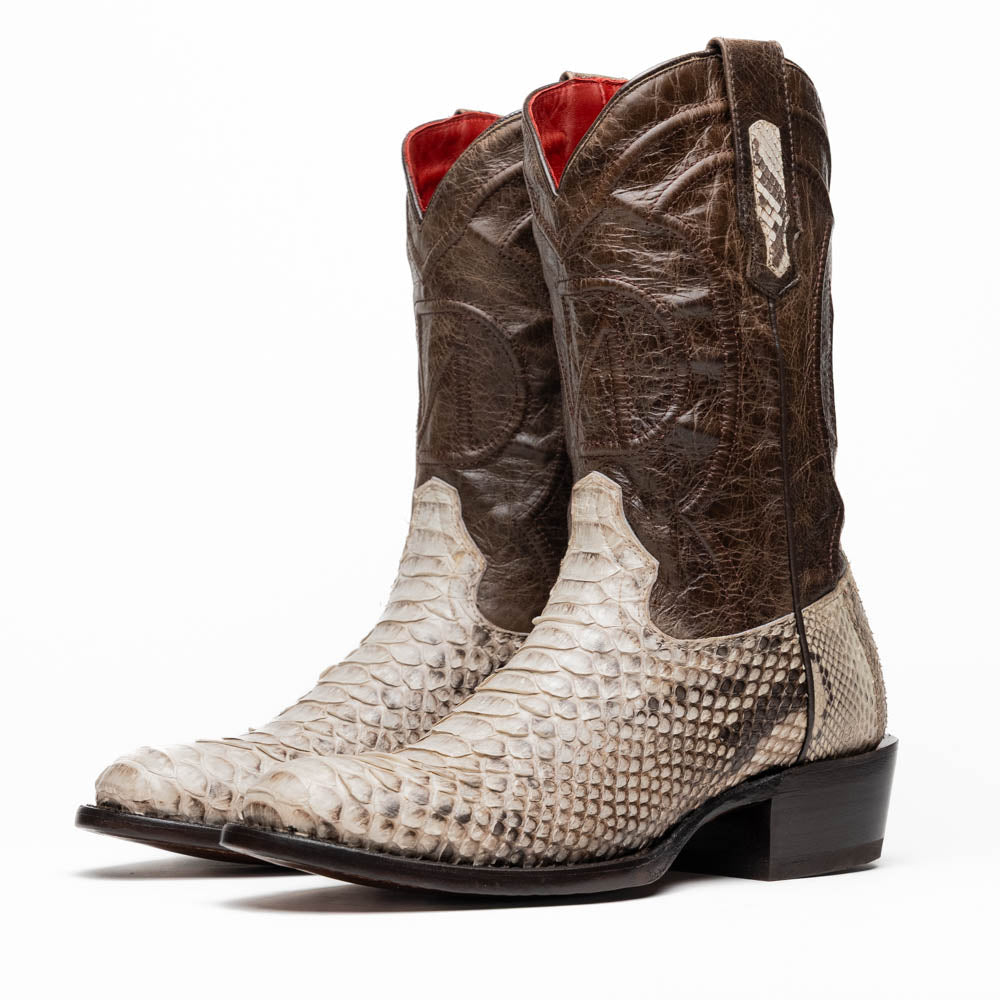 Marco Di Milano Kansas Natural Python Round Toe Cowboy Boots - Image 2