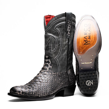 Marco Di Milano Kansas Stone White Round Toe Cowboy Boots