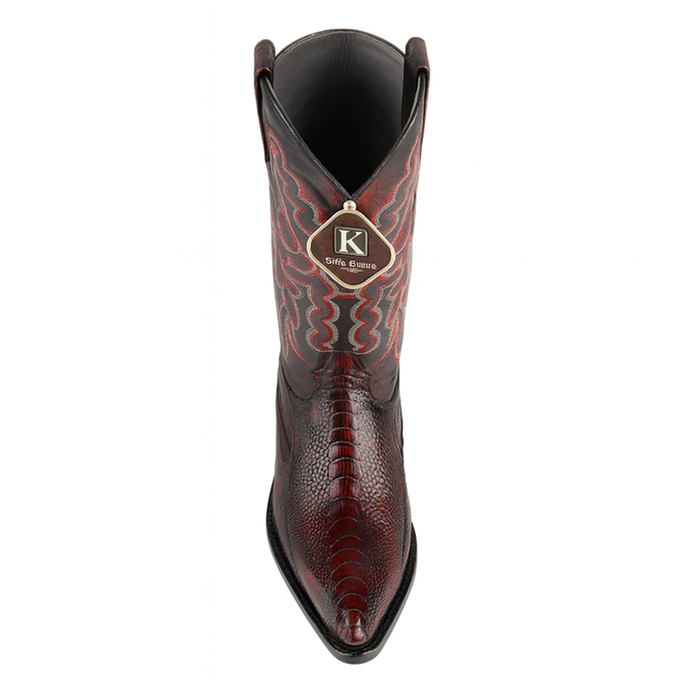 Mens King Exotic Ostrich Leg Boots Black Cherry (4980518)