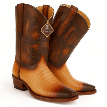 Men's King Exotic Snip Toe Caiman Belly Boots Handcrafted Burnished Oryx (494RD8215) - Image 7