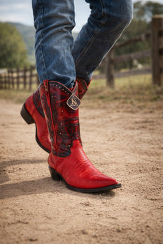 Men's King Exotic Boots Teju Lizard 3x Toe Red (495vf0712) - Image 8