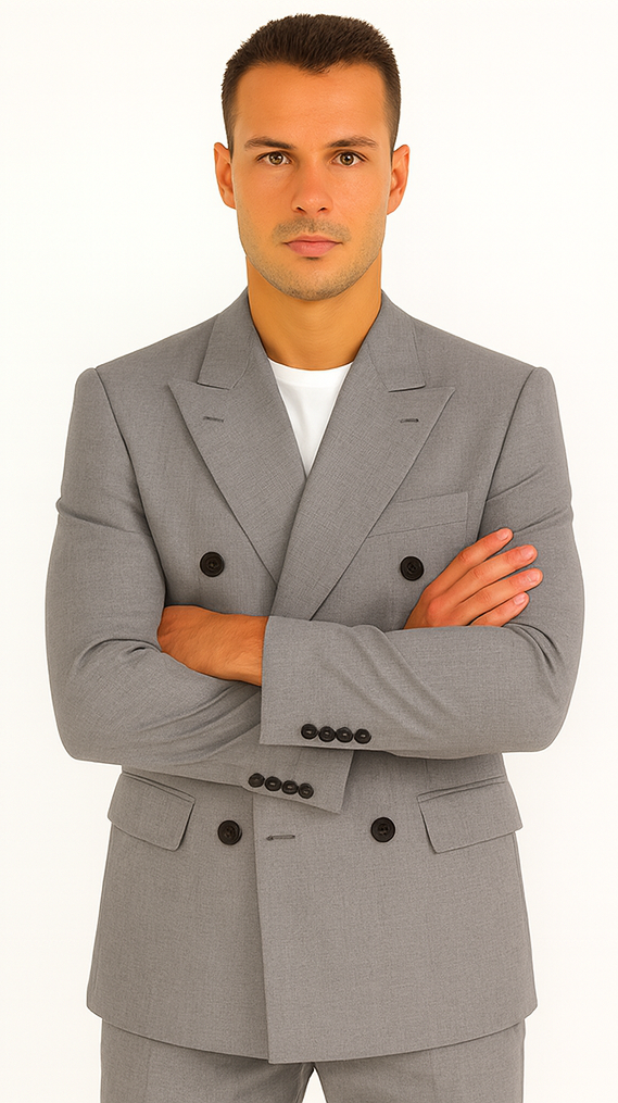 kingsman harry light grey Double Breasted suit - Image 5