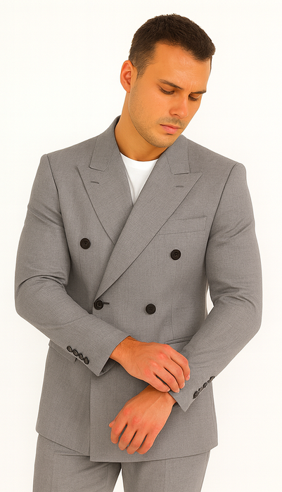 kingsman harry light grey Double Breasted suit