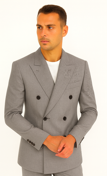 kingsman harry light grey Double Breasted suit - Image 8