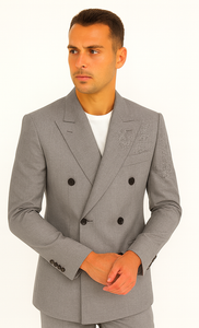 kingsman harry light grey Double Breasted suit