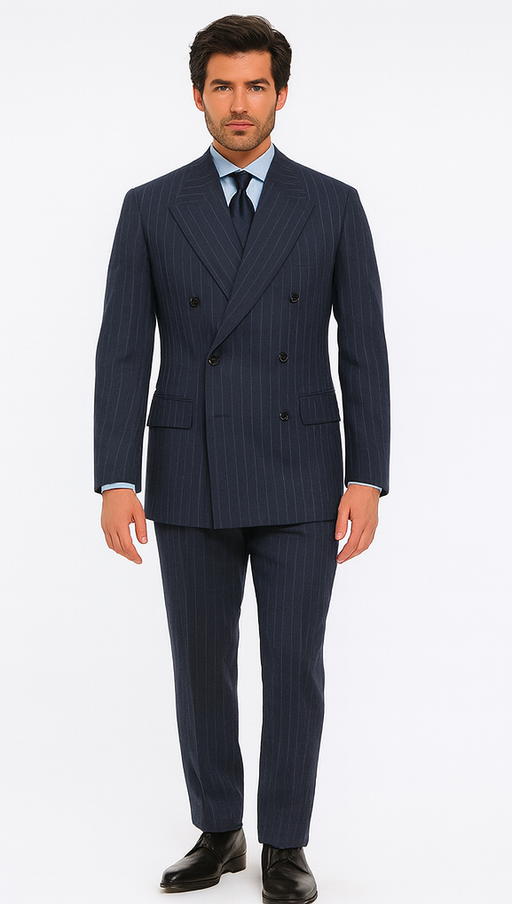 kingsman harrys pinstriped blue Double Breasted suit