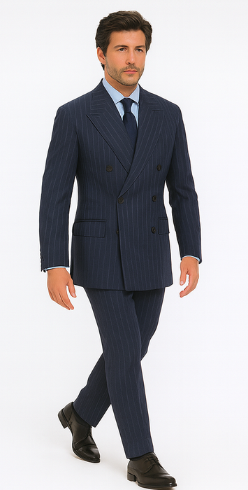 kingsman harrys pinstriped blue Double Breasted suit