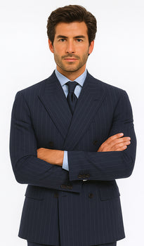 kingsman harrys pinstriped blue Double Breasted suit - Image 5