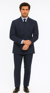 kingsman harrys pinstriped blue Double Breasted suit